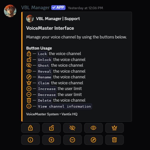 VBL Manager VoiceMaster Interface Embed